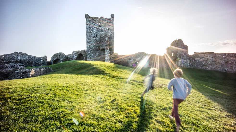 Children playing at castle